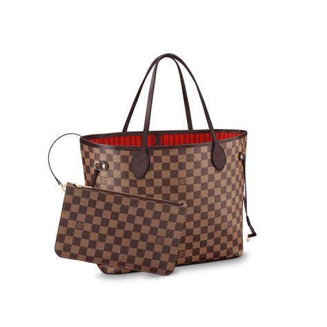 louis vuitton neverfull mm damier ebene red